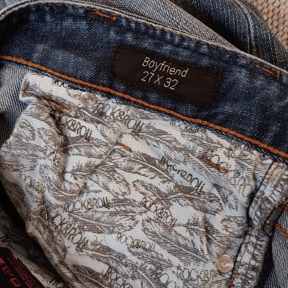 Rock & Roll Cowgirl Boyfriend Jeans 27 30"X32" Blue Embroidered Southwestern - Picture 10 of 15